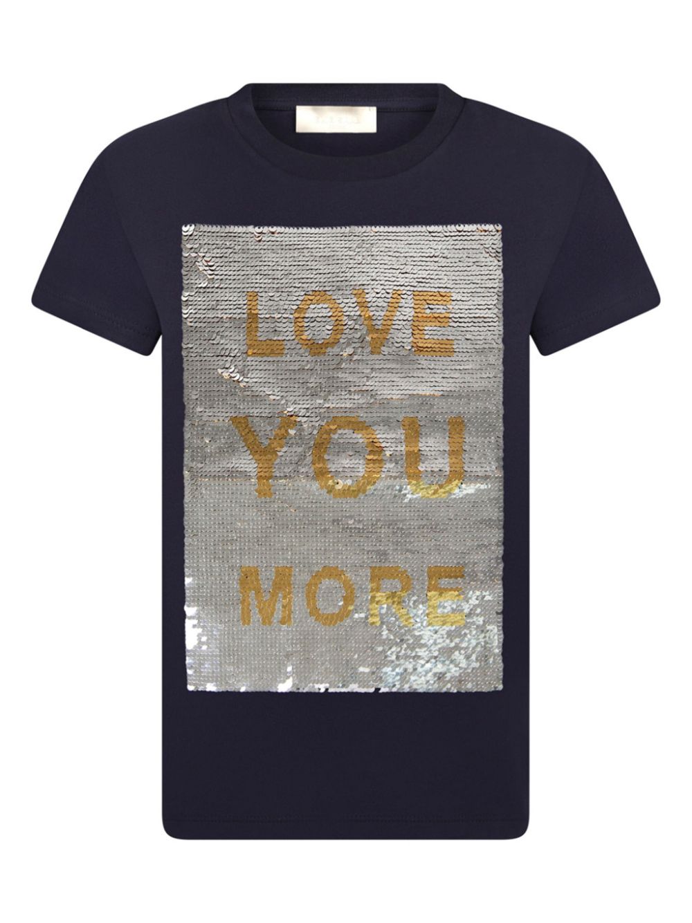 Sequin-panel cotton T-shirt - Blue