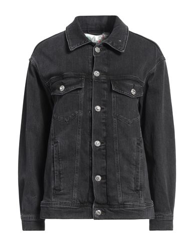 Replay Woman Denim outerwear Black Size S Cotton, Elastane
