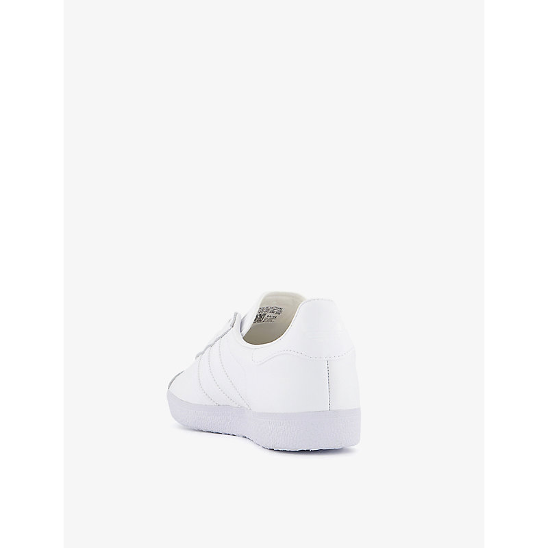 Mens White White Gazelle Lace-up Leather Trainers