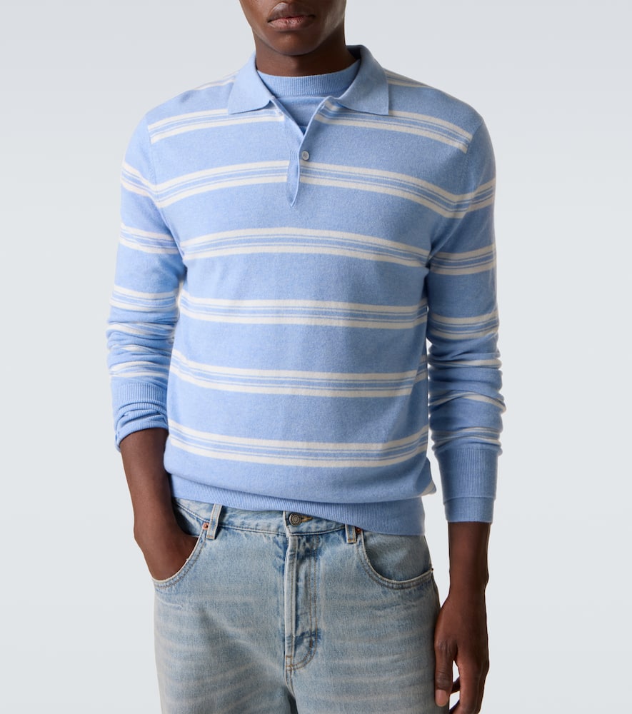 Mr Swansea striped cashmere polo sweater