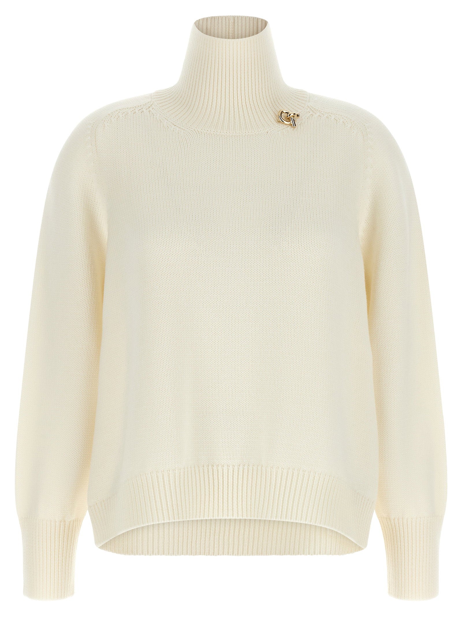 Virgin Wool Turtleneck Sweater — Cream
