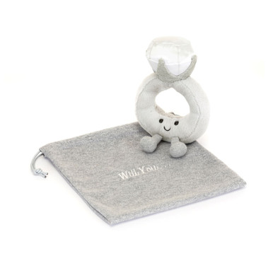 Bag Amuseables Diamond Ring with Personalised Grey Stuffed Toy Soft Teddy Cuddly Animal Cute & Plush