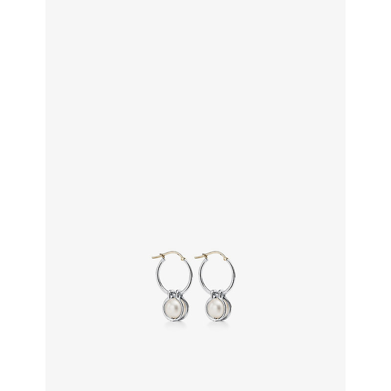 Tiffany HardWear Sterling Silver and Freshwater Pearl Hoop Earrings