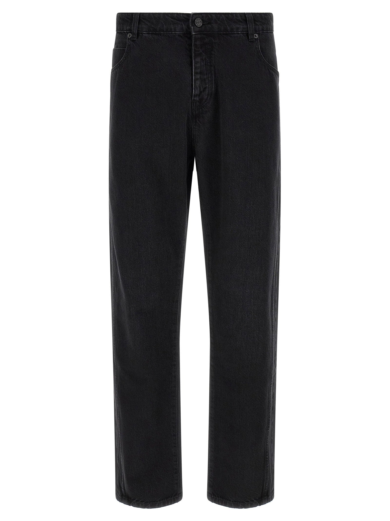 Embroidered Logo Denim Jeans — black