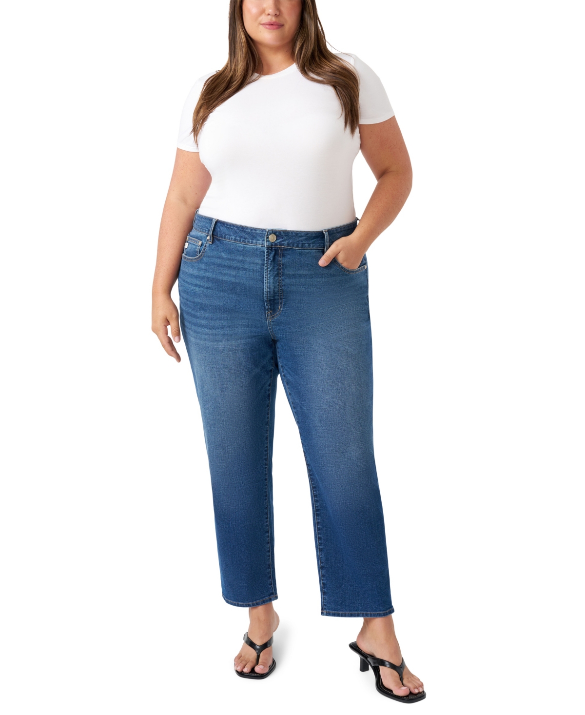 Plus Size Vintage Straight Ankle Jeans - Lone Wolf Medium Wash