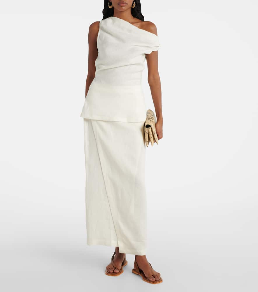 Suis asymmetric linen top