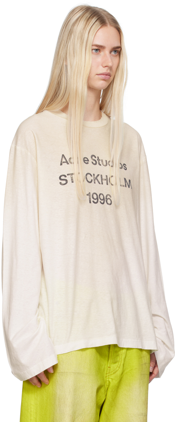 Acne Studios Off-White Relaxed-Fit Long Sleeve T-Shirt