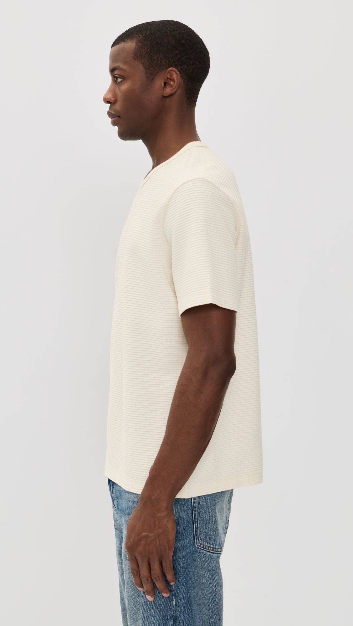 Jacquard Stripe Tee Cream