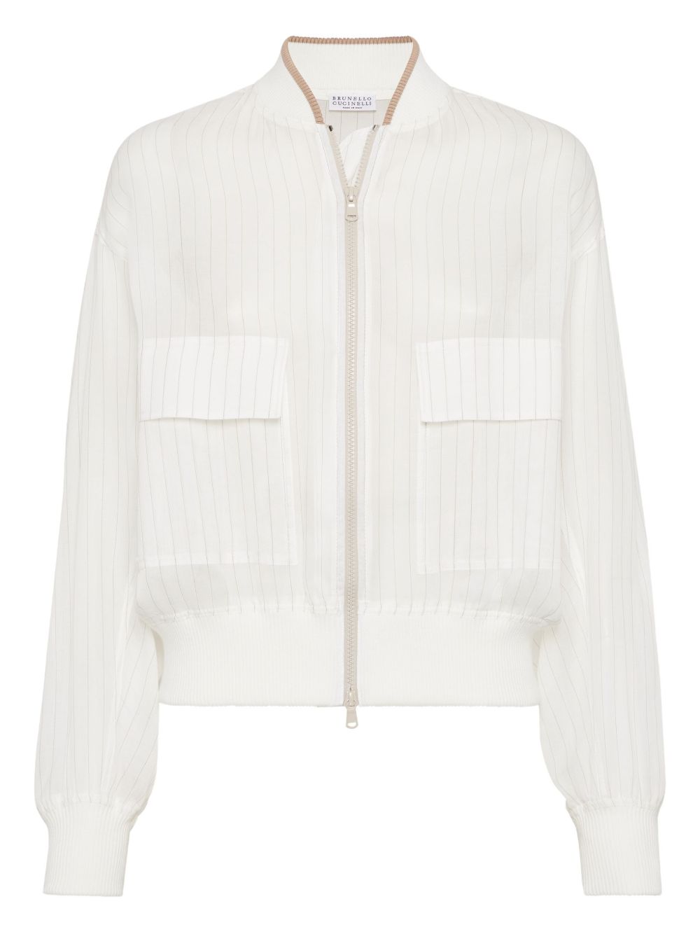 Striped bomber jacket - White