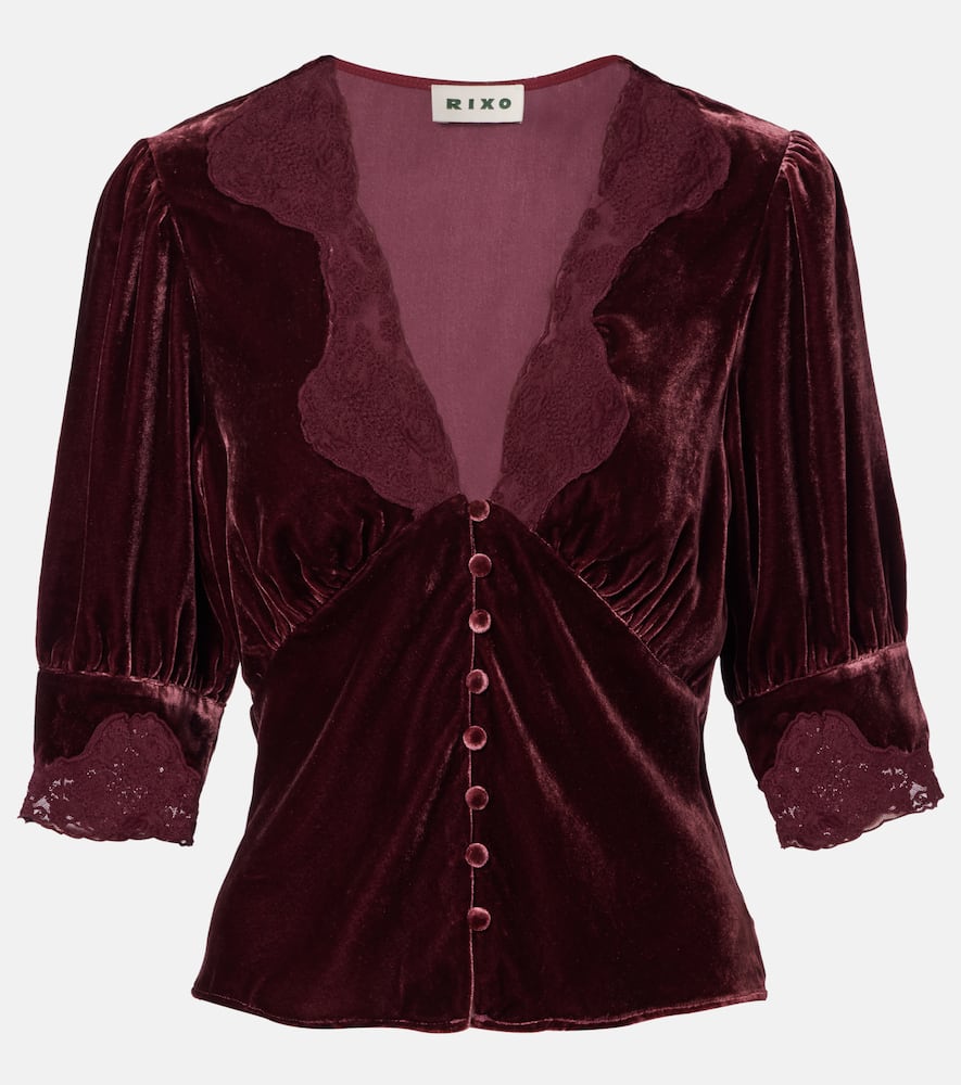 Amanda lace-trimmed velvet top