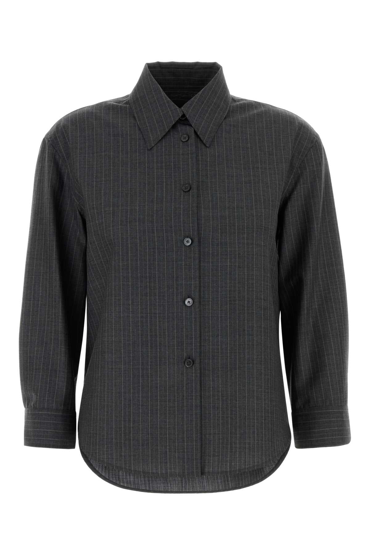 Virgin Wool Pinstriped Shirt — Gray