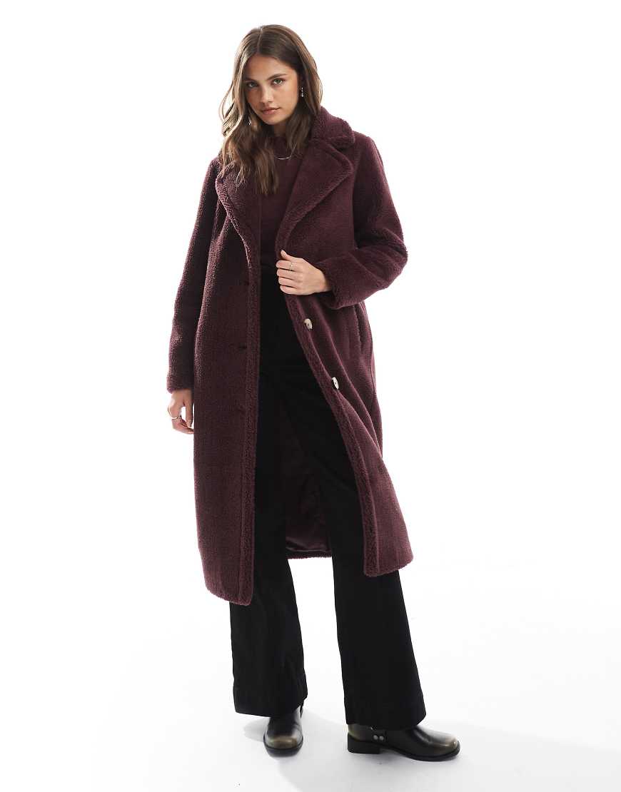 Maxi borg coat in burgundy-Red