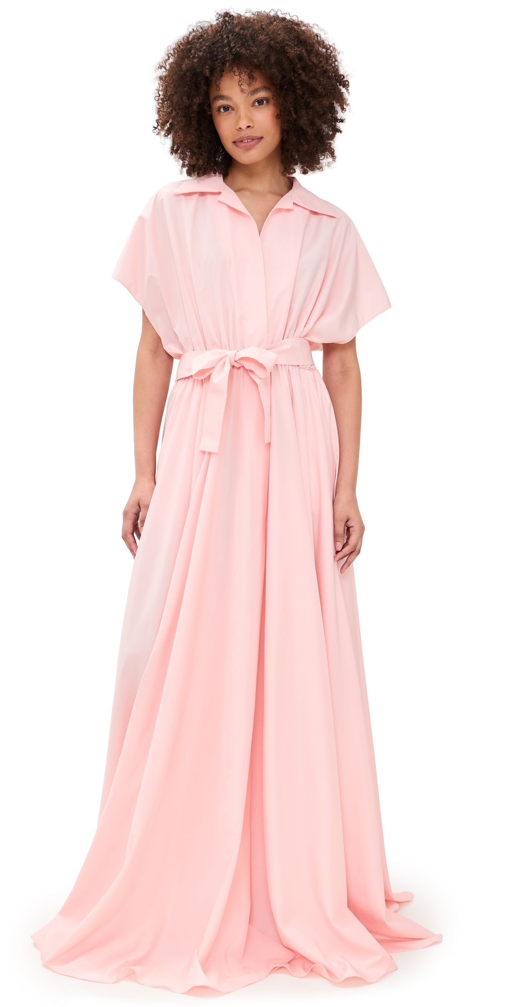 Belted Flared Shirt Dress Ballet Pink