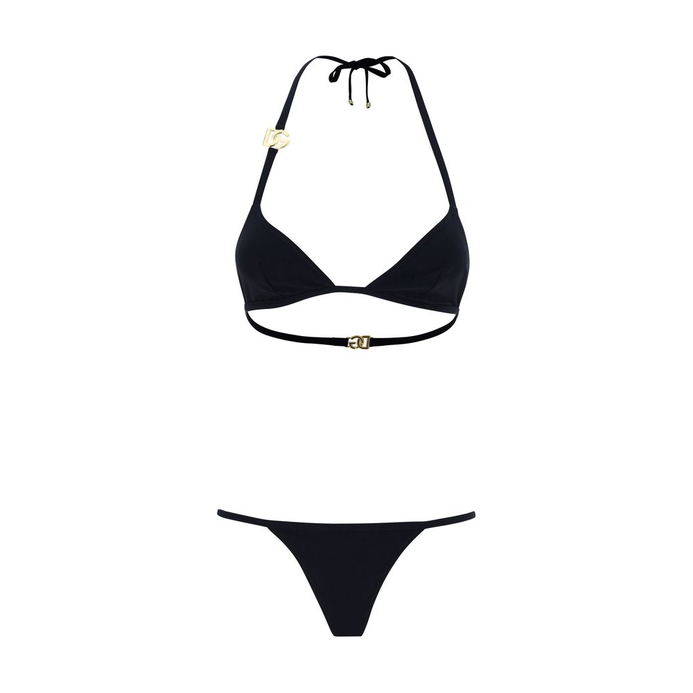 Triangle with Gold Plaque Bikini — Black