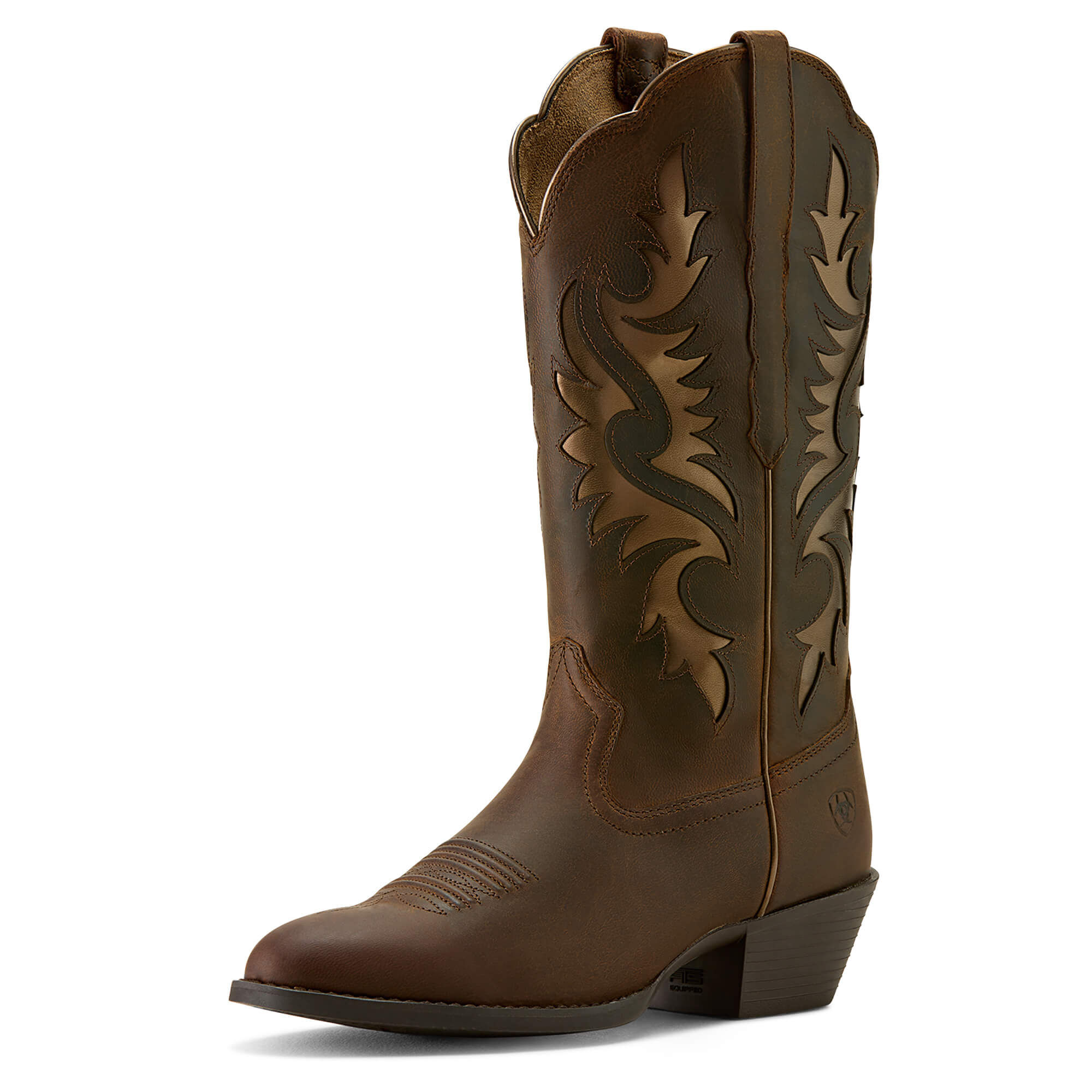 Women's Heritage Retro R Toe Western Boots in Sassy Brown Bronze, B Medium Width, Size 3, by
