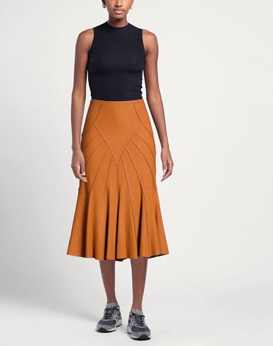 Woman Midi skirt Orange Size 10 Virgin Wool