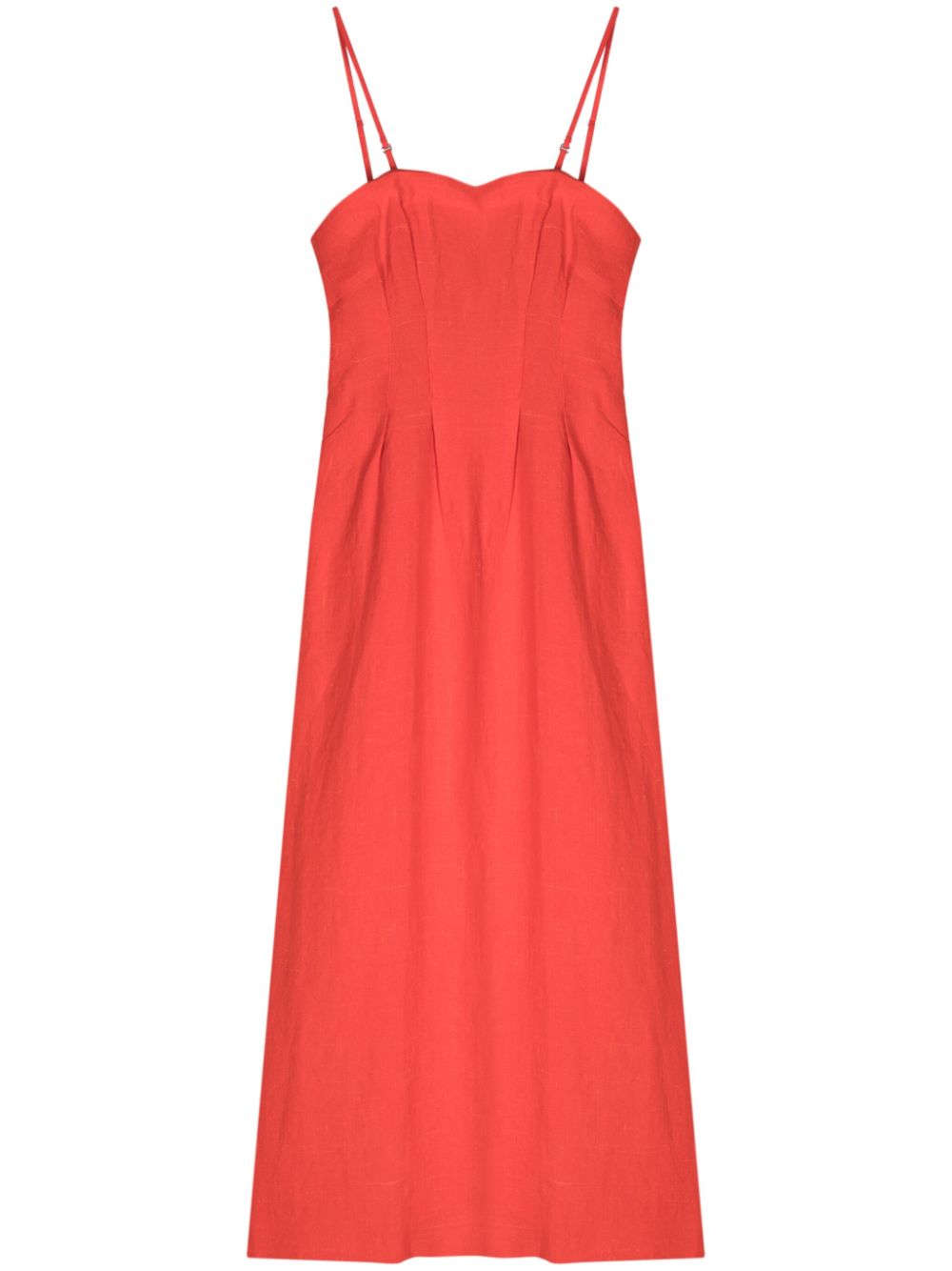 Square-neck tweed midi dress - Red