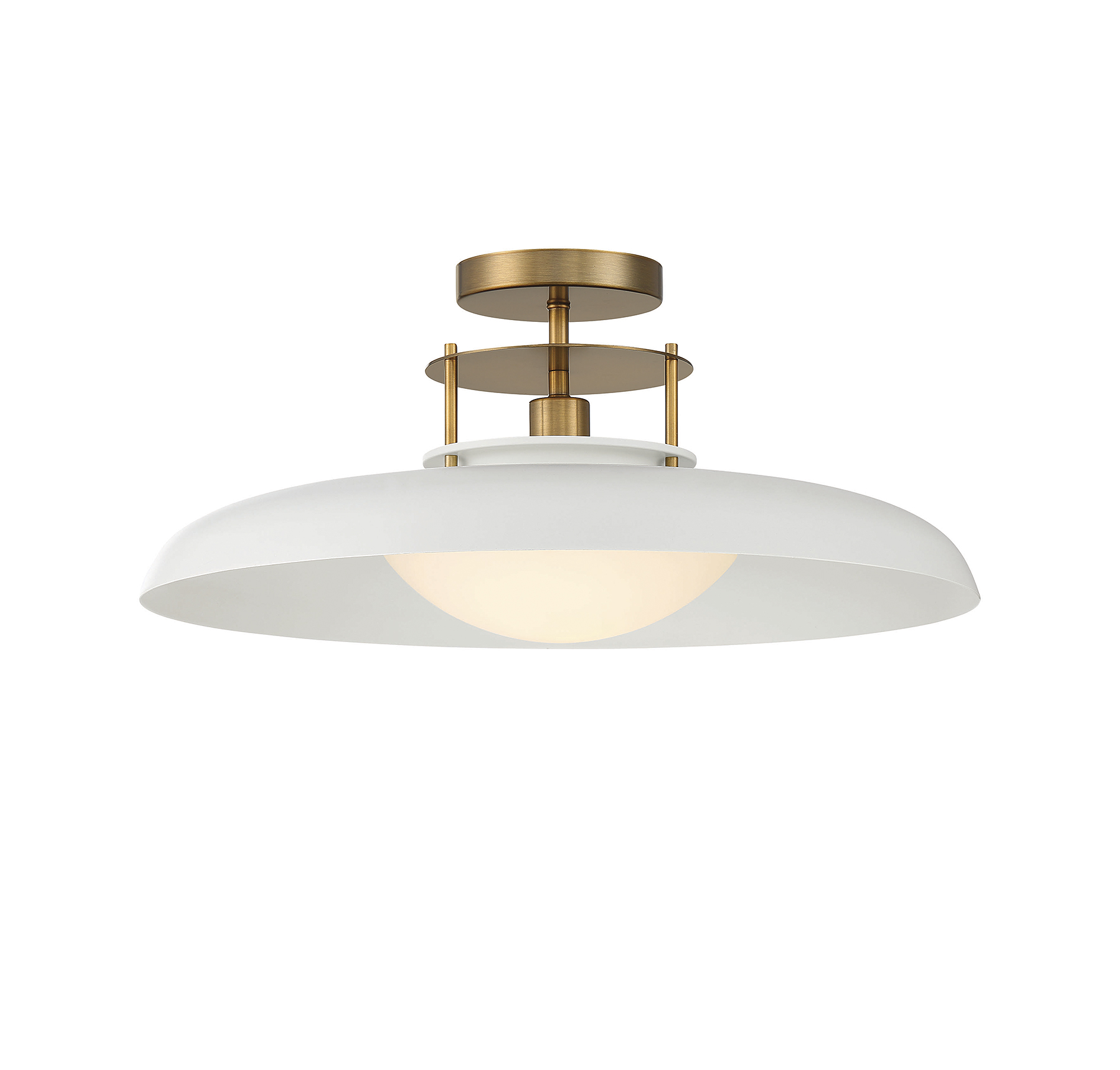 Gavin 1-Light Ceiling Light in White with Warm Brass Accent