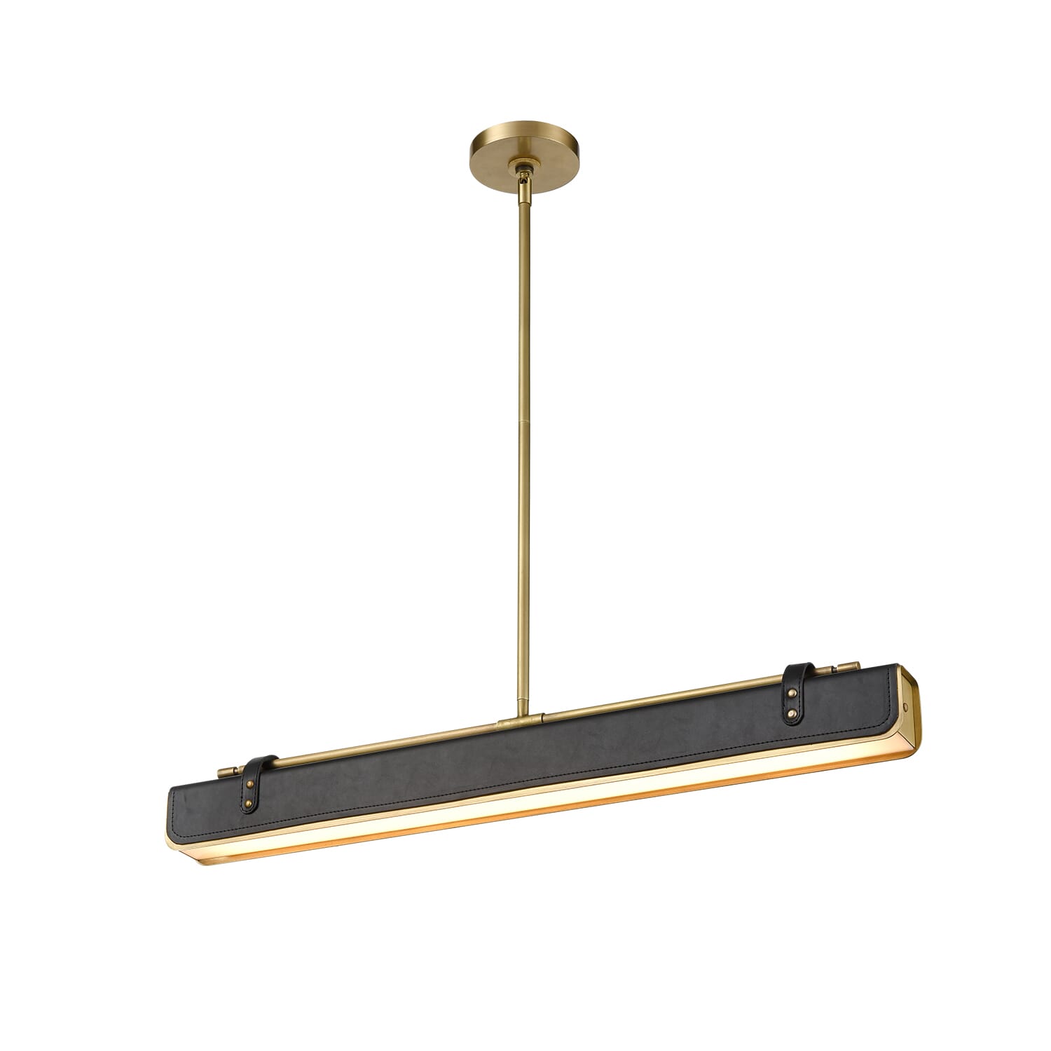 Alora Valise Pendant Light in Vintage Brass And Tuxedo Leather - PD307931VBT