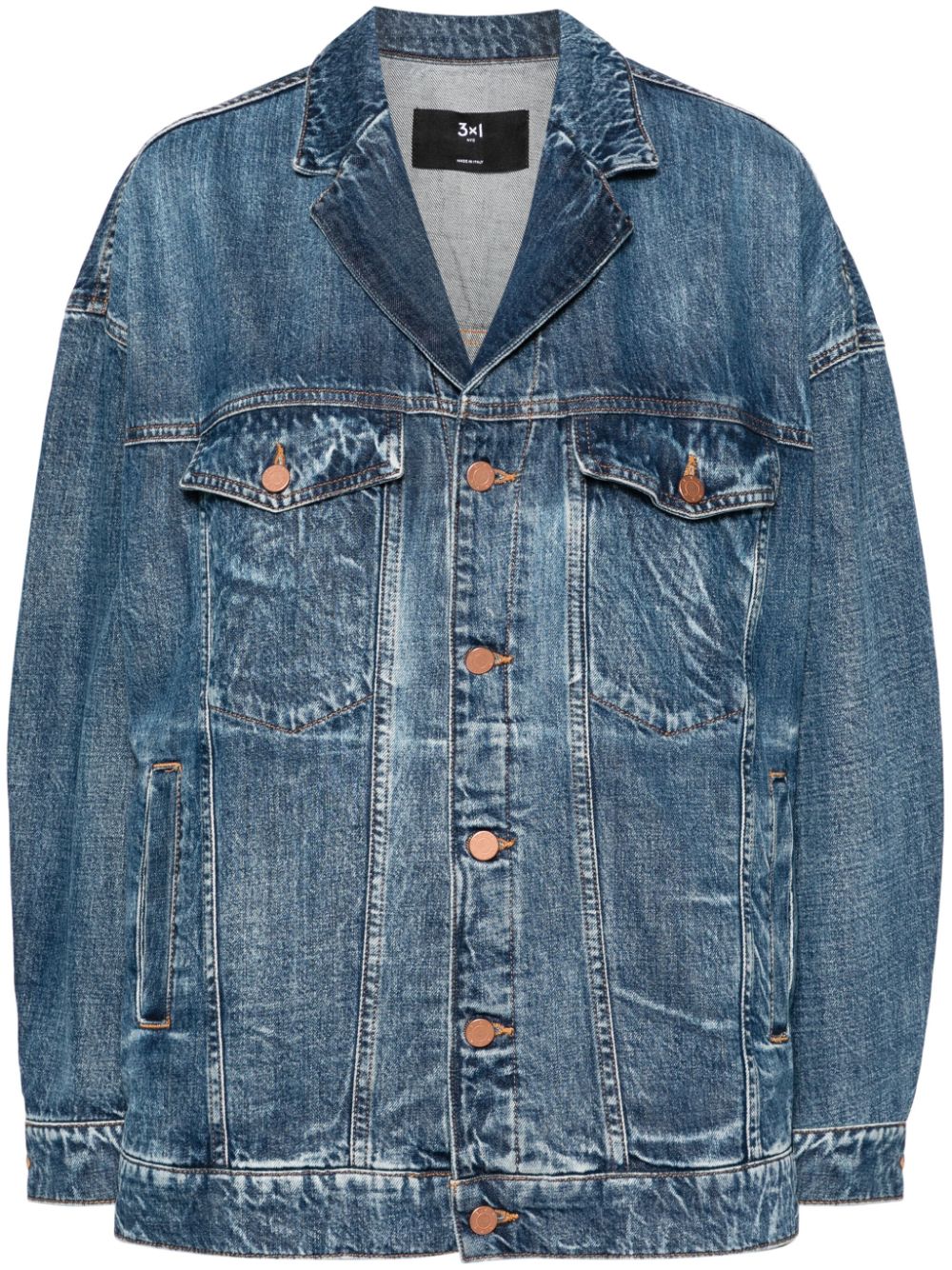 Notched-lapels denim jacket - Blue