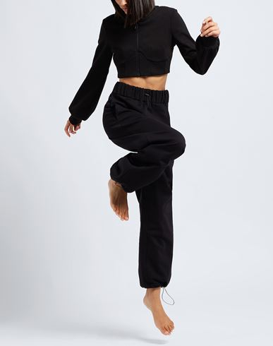 Organic Cotton L/sleeve Hooded Top Woman Sweatshirt Black Size L Cotton