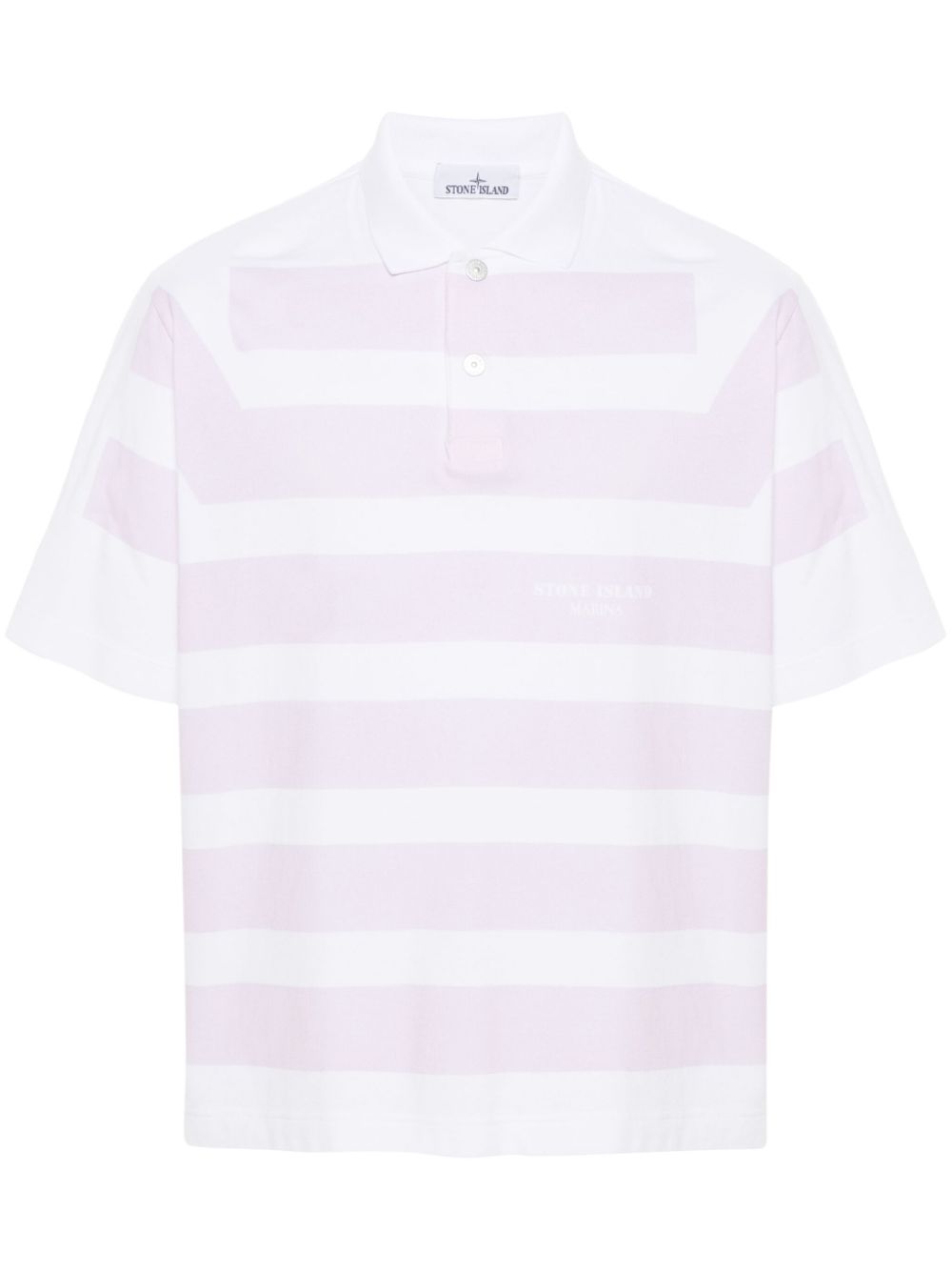 Striped cotton polo shirt - White