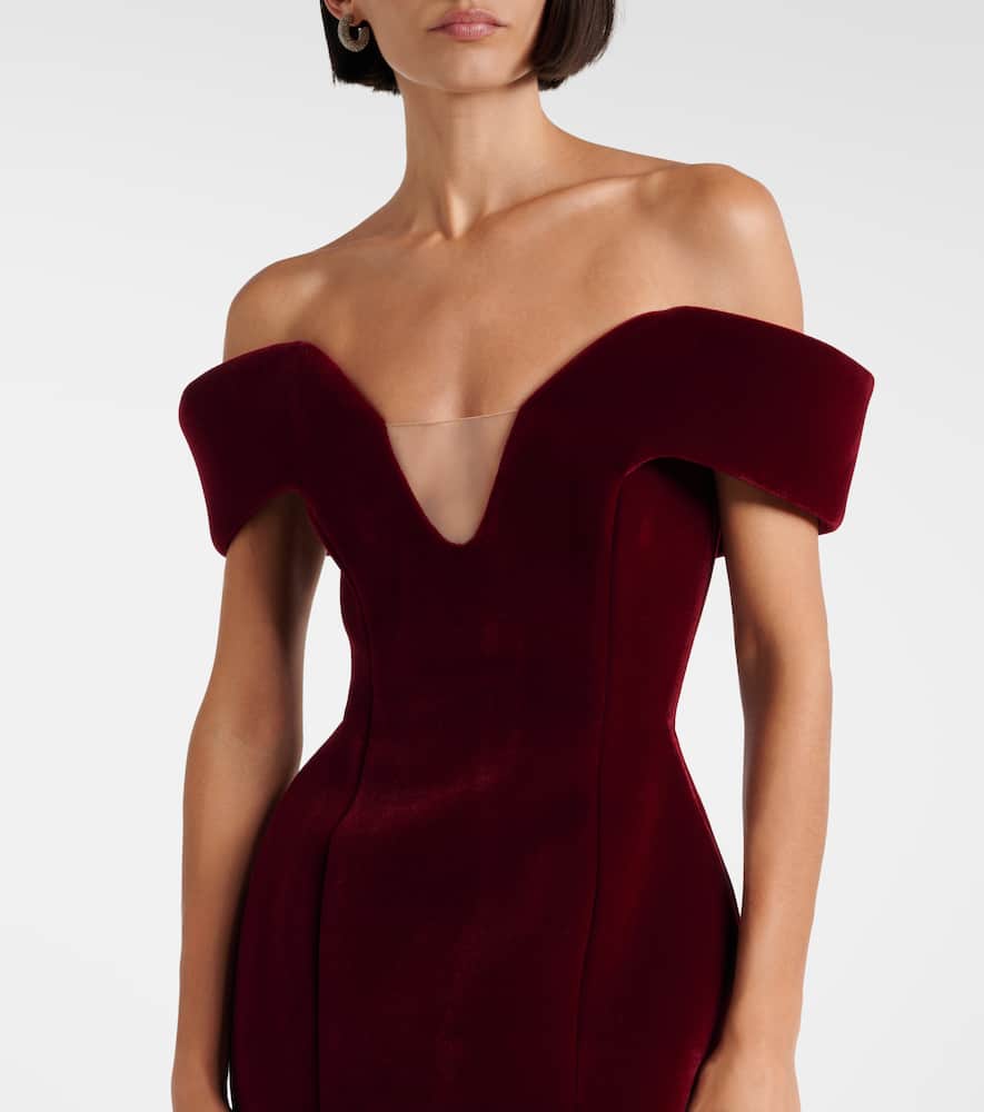 Off-shoulder velvet minidress