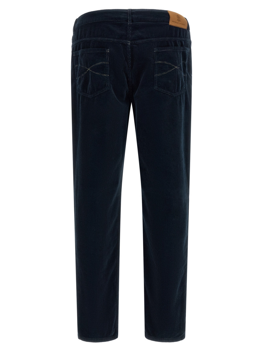 Blue Straight Flat Front Pants