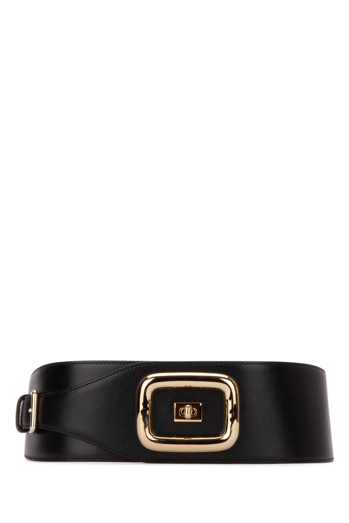 Leather with Gold Buckle Belt — Black
