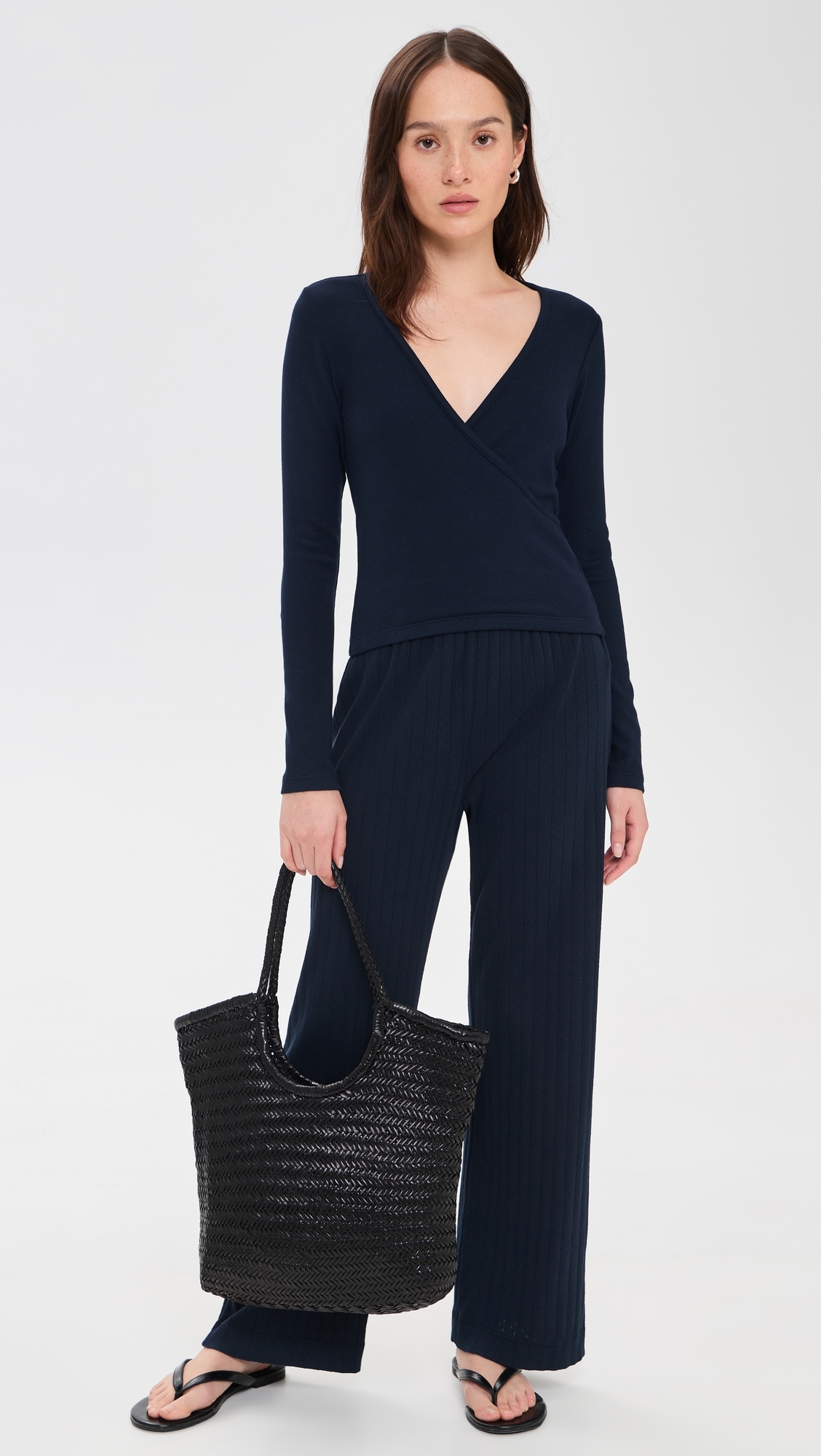 The Baby Rib Crisscross Top Navy