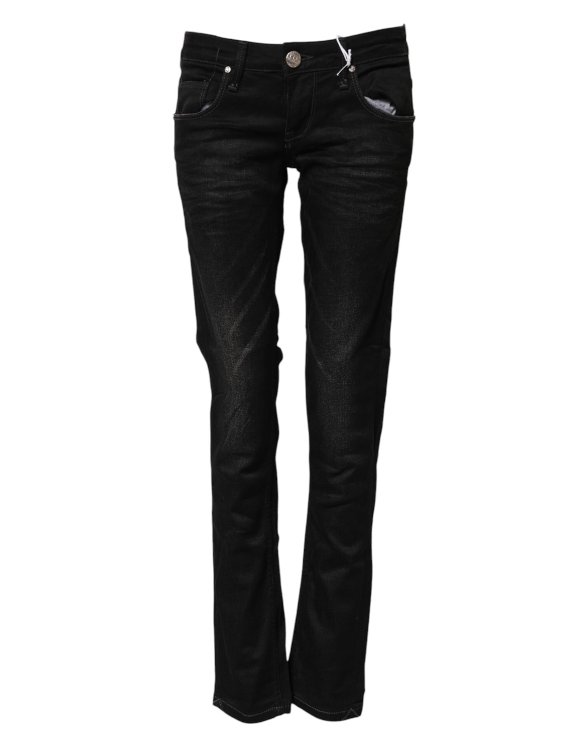 Acht Black Cotton Slim Fit Denim Low Waist Denim Women's Jean