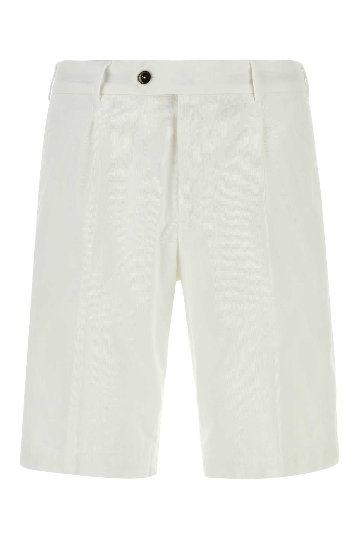 Stretch Corduroy Bermuda Shorts — White