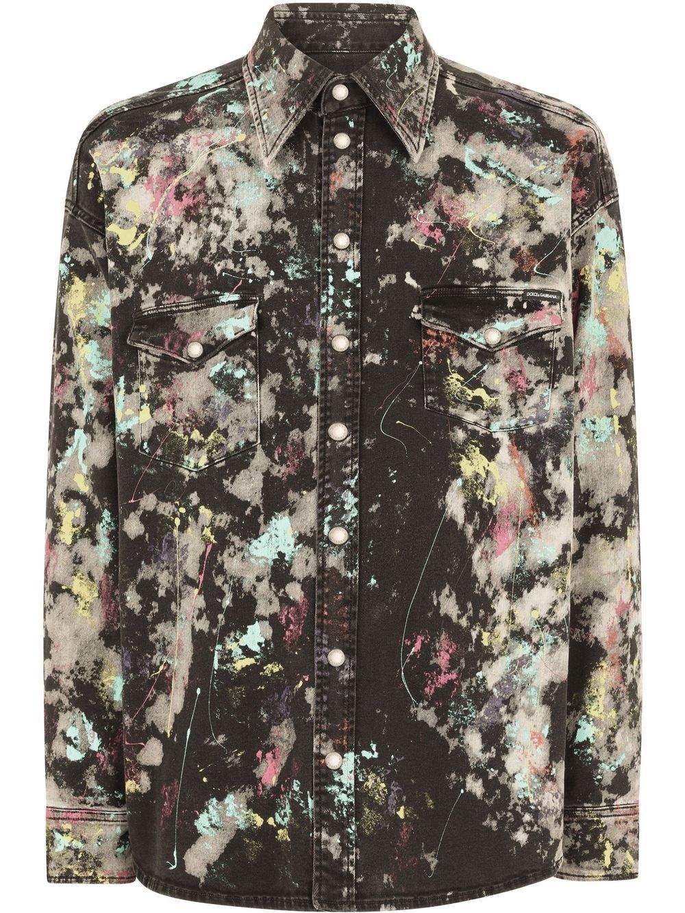 Paint-splatter longsleeved shirt - Black
