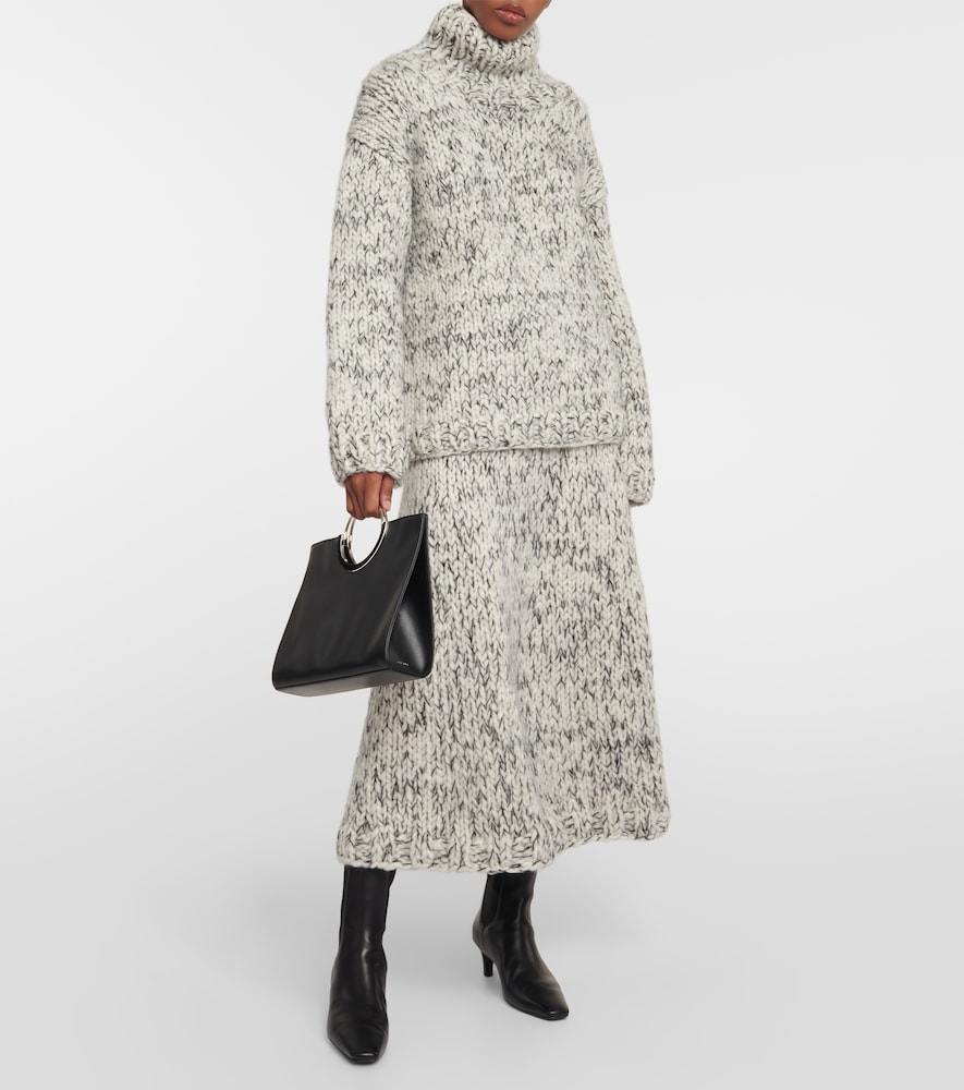 Wool-blend midi skirt
