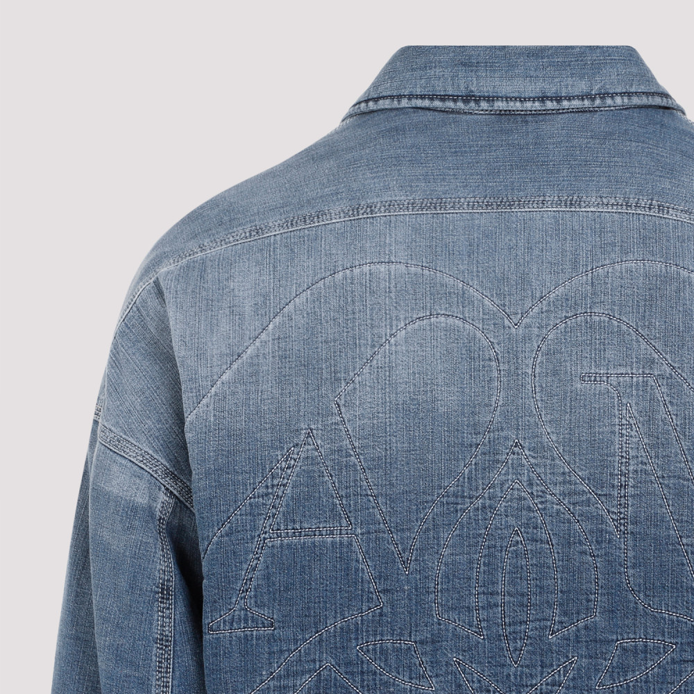 Blue Quilted Denim Shirt