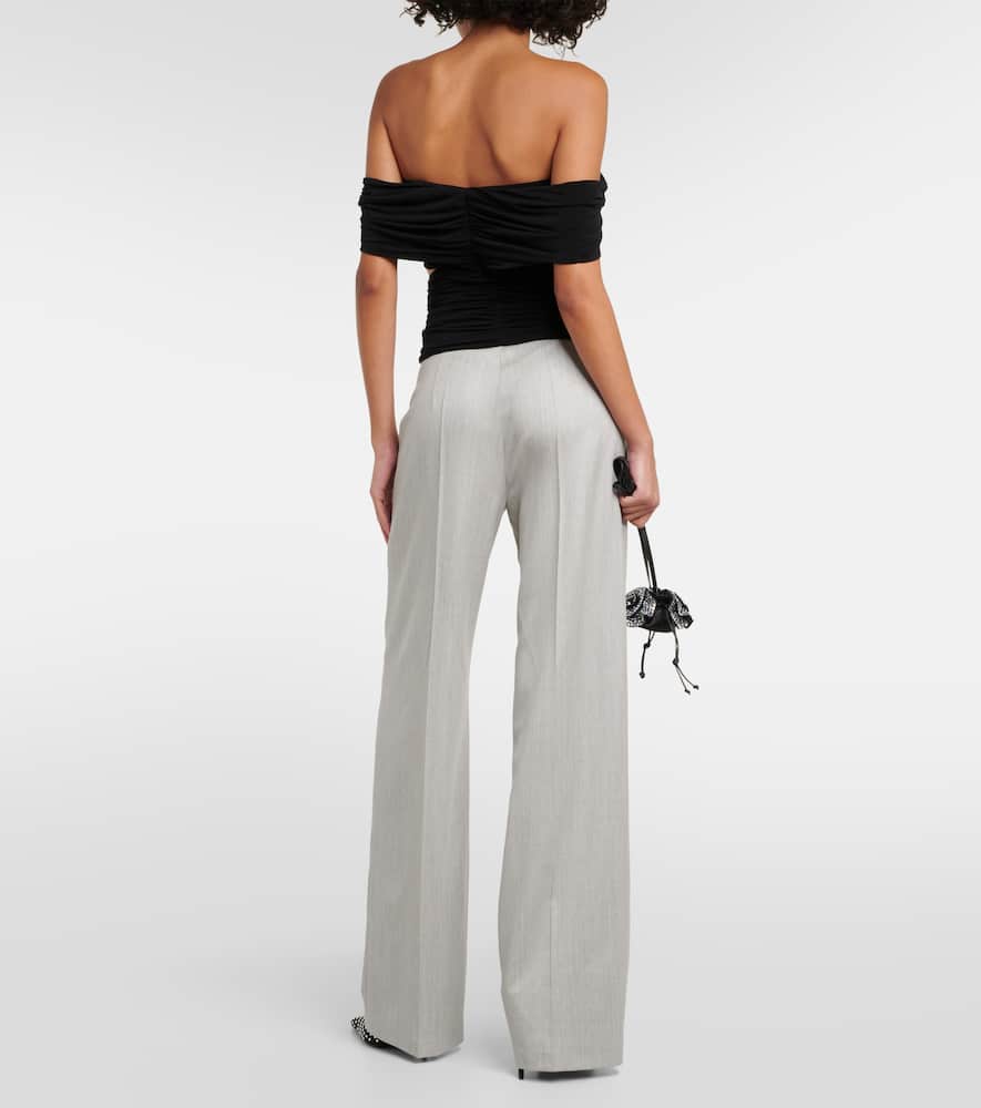 Floral off-shoulder ruched crop top