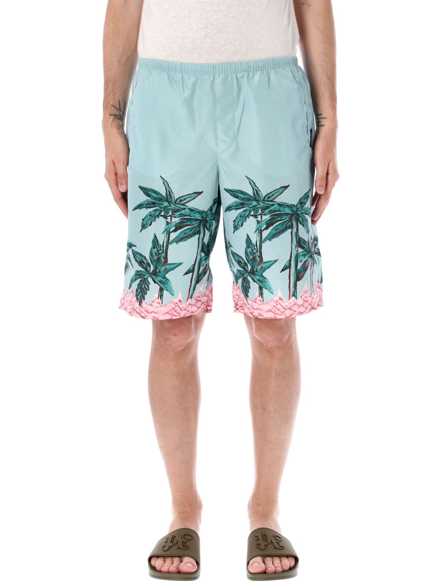 Palms Row knee-length swim shorts - Blue