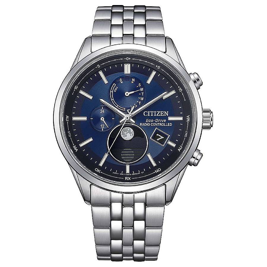 Eco-Drive Radio-Controlled Moon Phase Blue Dial Mens Watch BY1030-50L
