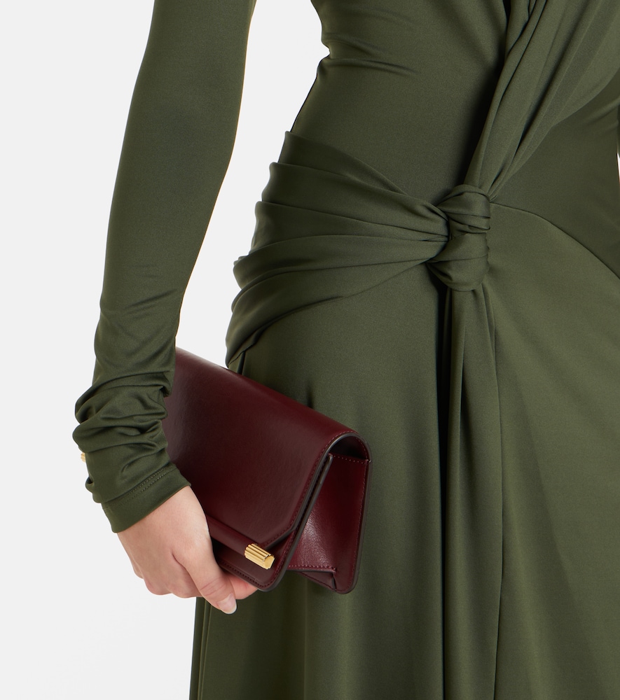 Gathered turtleneck midi dress