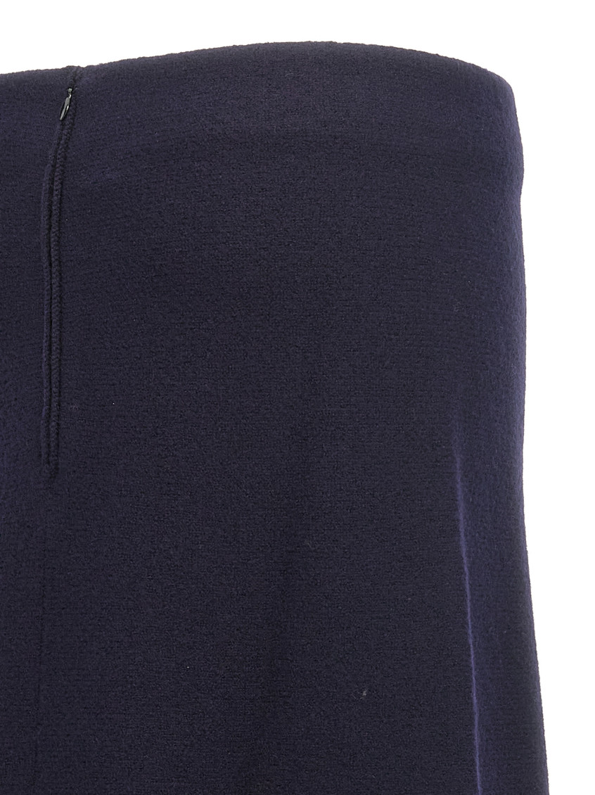 -Long Wool Skirt Gonne Blu-Donna