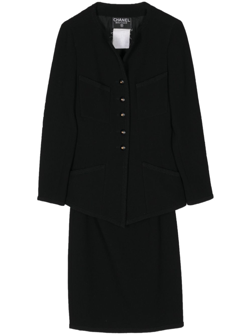 1990s tweed skirt suit - Black