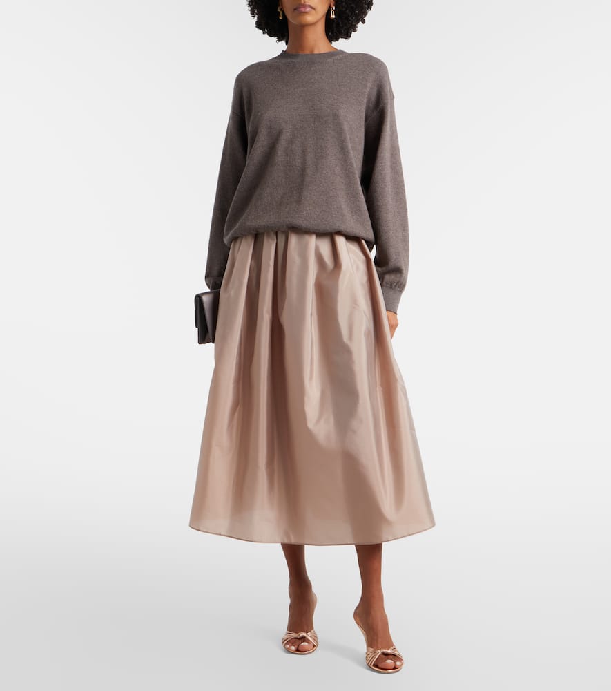 Effetto pleated taffeta midi skirt
