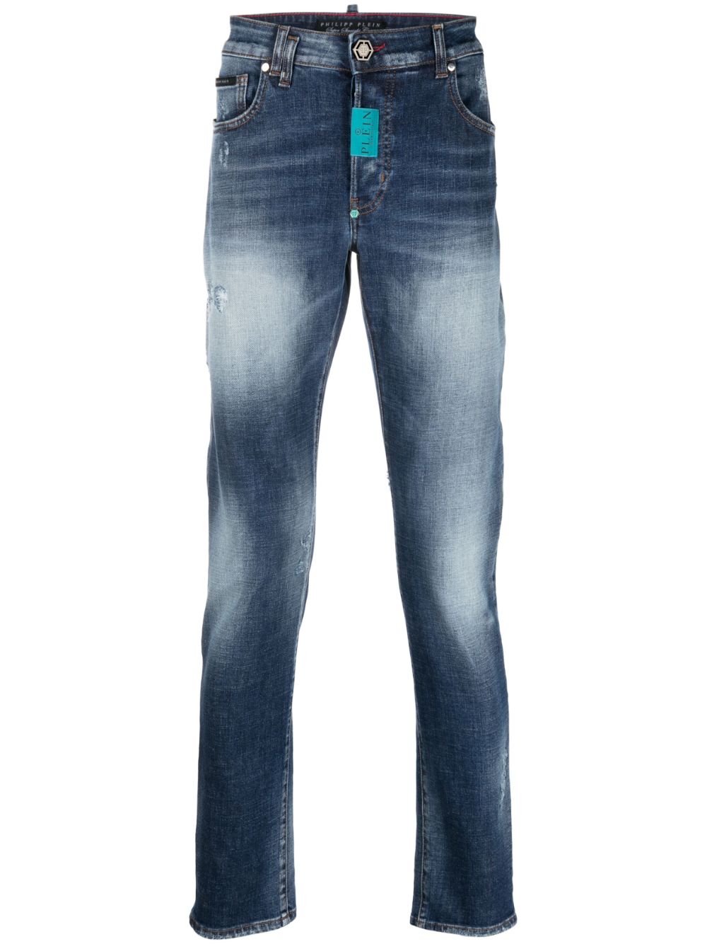 Logo-patch straight-leg jeans - Blue