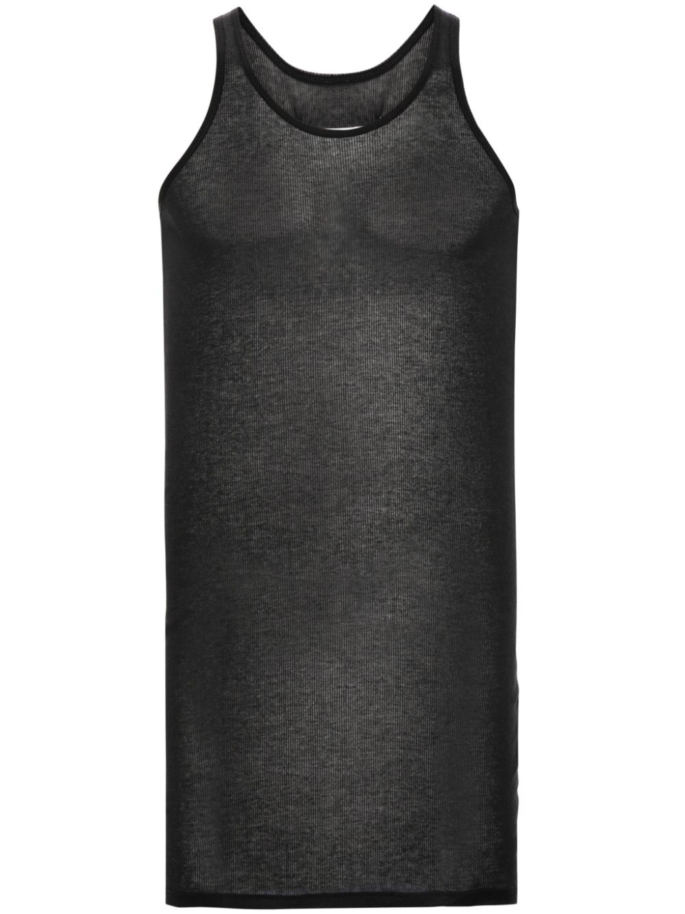 Fine-ribbed tank top - Black