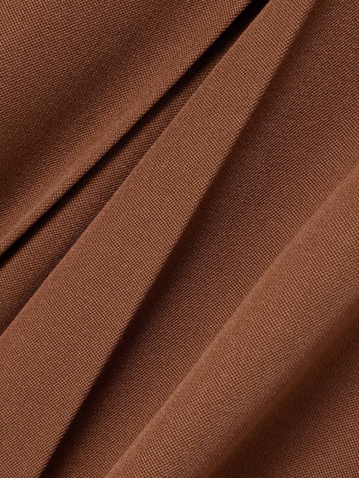 Pleated Grain De Poudre Wool Mini Skirt - Brown