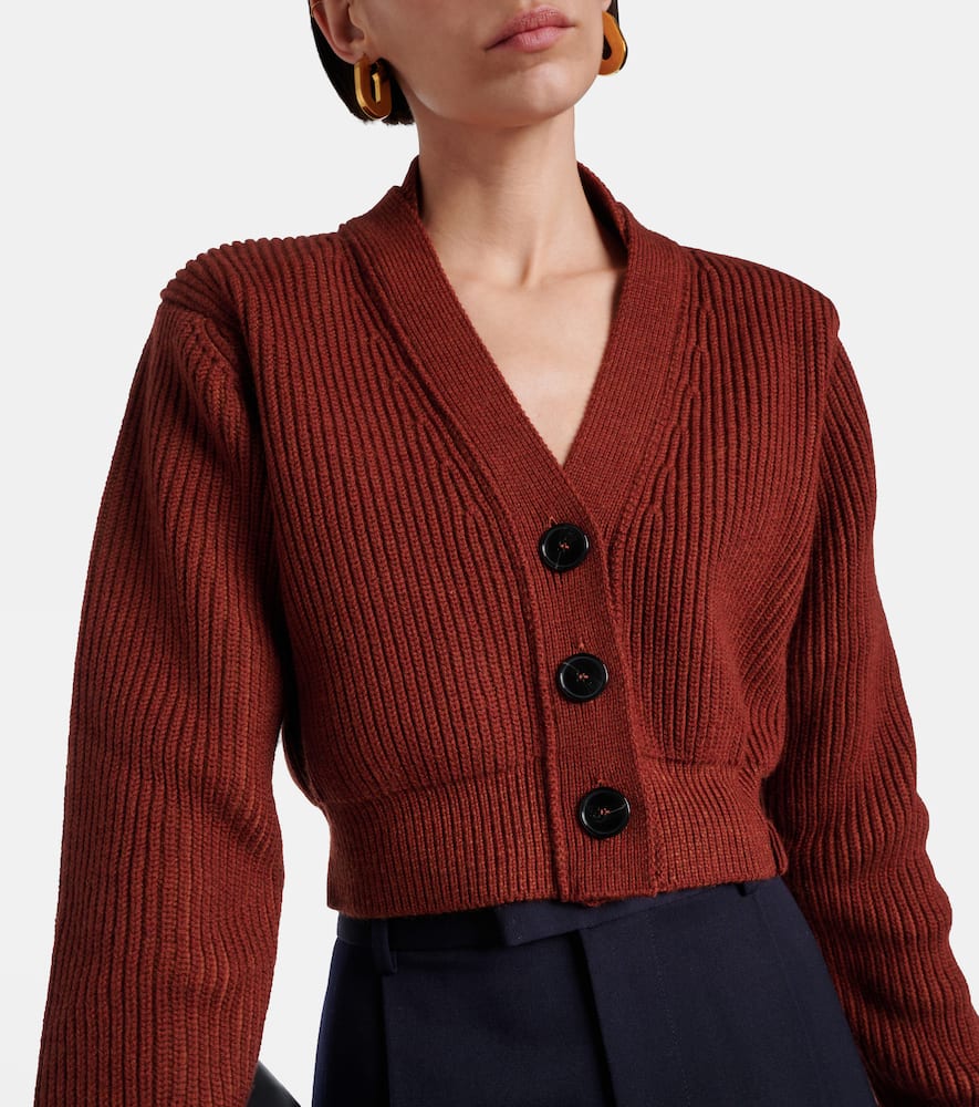 Cropped wool-blend cardigan