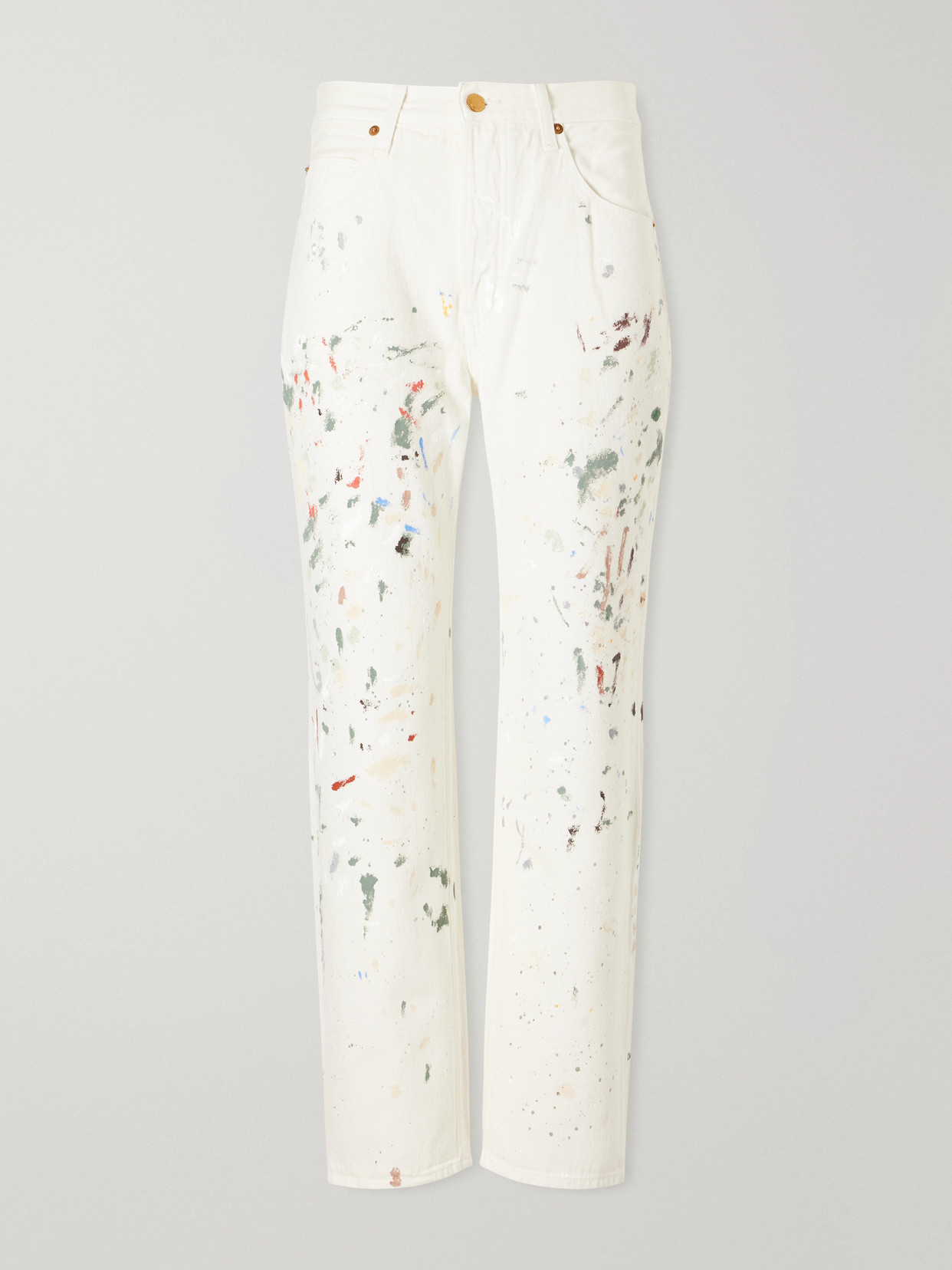 The Slouch Paint-splattered Low-rise Boyfriend Jeans - Gray