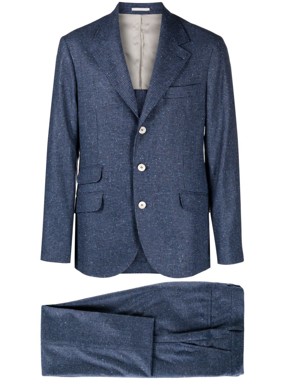 Houndstooth wool-cashmere blend suit - Blue