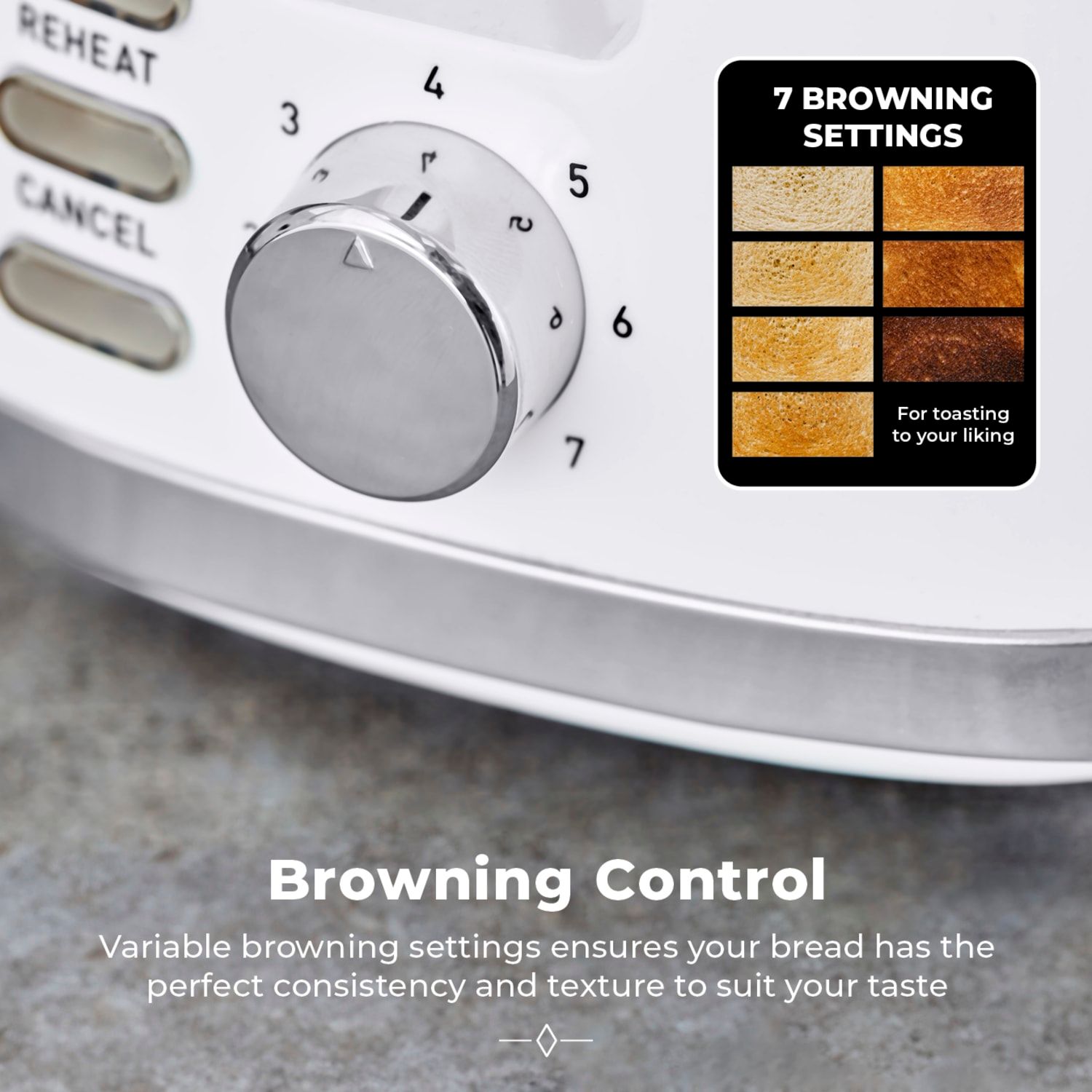 Solitaire 2 Slice Toaster White Chrome Accents