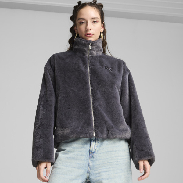 PUMA Women's Soft Fleece Jacket in Grey
